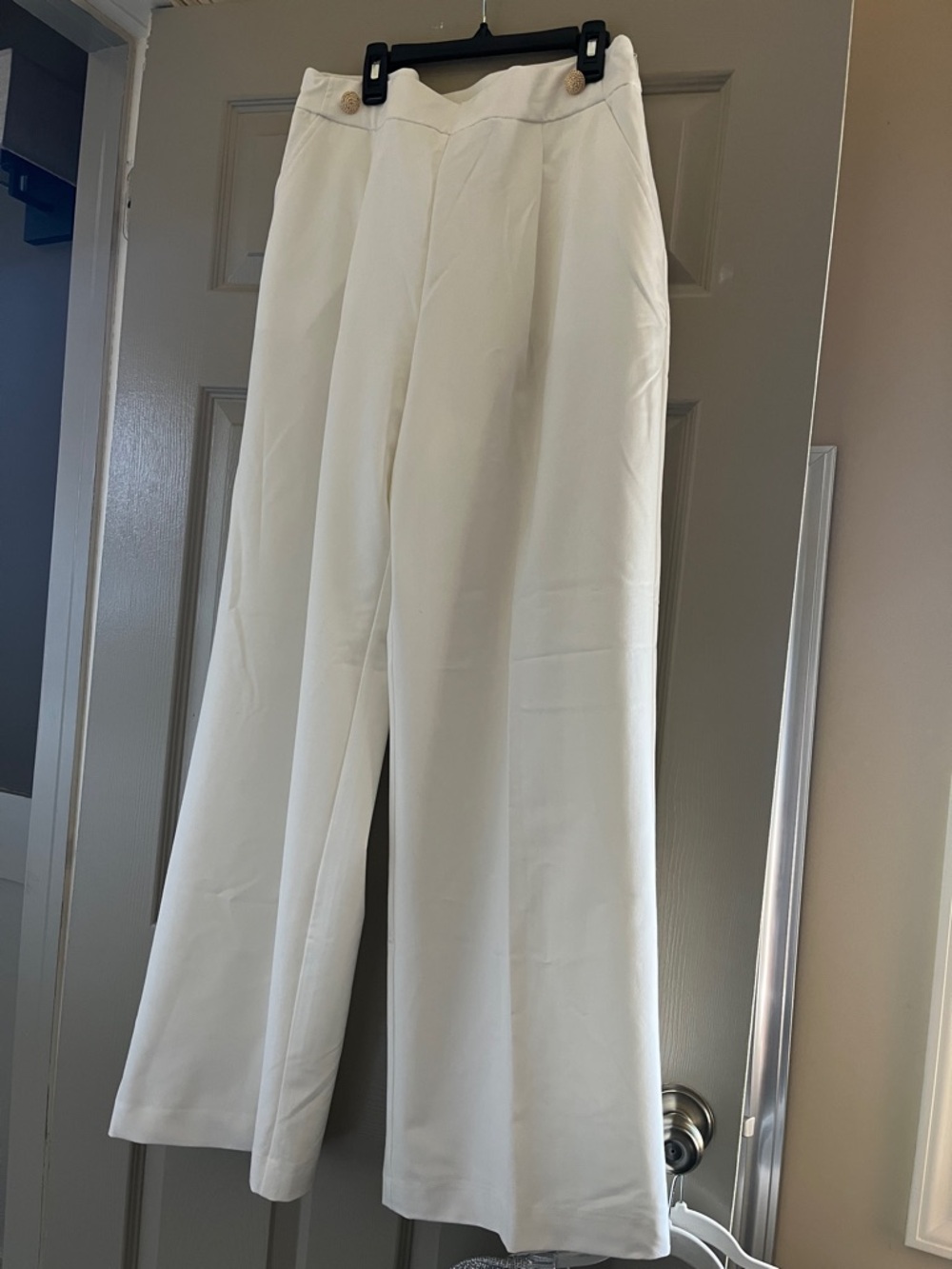 White Wide-Leg High-Waist Pants
